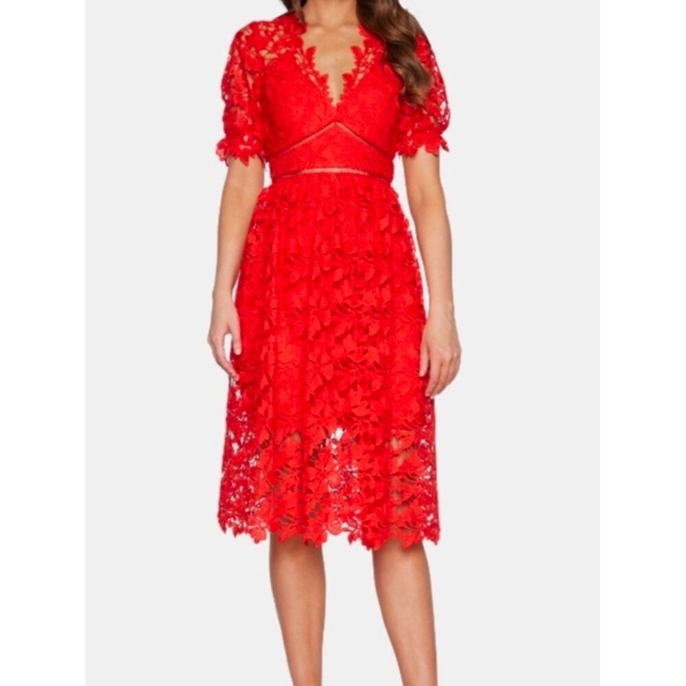 BARDOT Lace Fit & Flare Mindi Dress in Grenadine